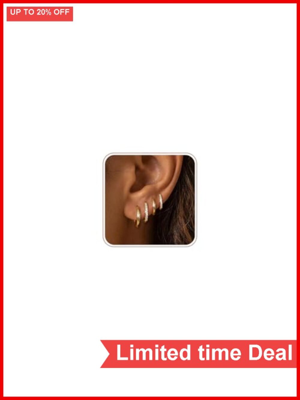 4 Pair Gold Hoop Earrings Set for Women, Hypoallergenic 14k Real Gold Plated,
